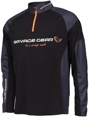 Savage Gear Tričko Tournament Gear Shirt 1/2 Zip Black Ink S