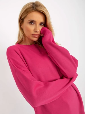 Fuchsia Women's Oversize Sweater with Long Sleeves