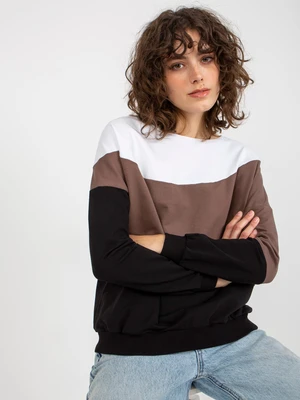 Women's basic black-and-white sweatshirt with crewneck