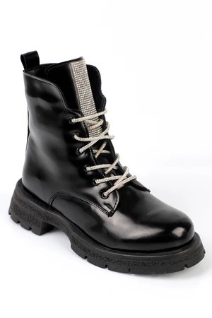 Capone Outfitters Women's Lace Up Side Zipper Trak Sole Boots