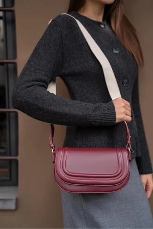 Madamra Claret Red Women's Canvas Strap Crossbody Bag