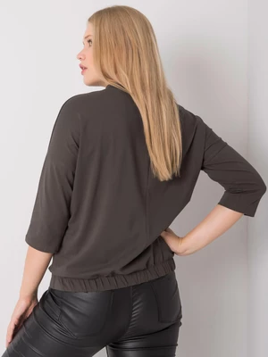 Dark khaki blouse of larger size with jets Latore