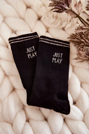 Women's Sports Socks Horizontal Inscription Just Play Black