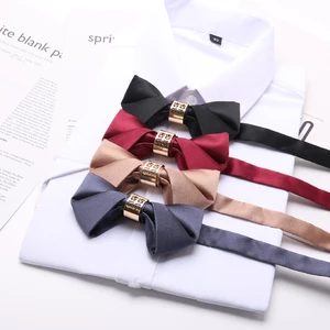 Wine red navy blue host groom best man wedding double bow tie wine red solid color fashion suit bow for men