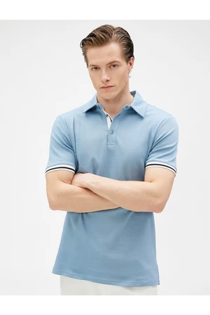 Koton Basic Polo T-Shirt with Buttons, Slim Fit Short Sleeved Cotton