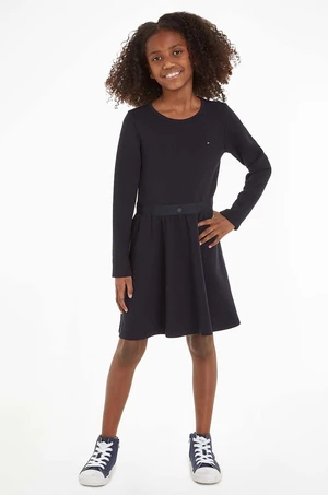 Dievčenské šaty Tommy Hilfiger čierna farba, mini, áčkový strih