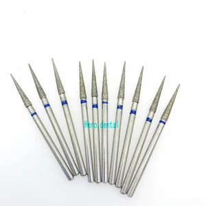 10 Pcs 2.35mm Shank Diamond Grinding Bur Drill Bits Sets For Dental Grinding Needle Shape MM27 Dental Polishing Burs