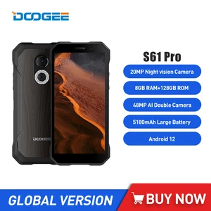 DOOGEE S61 Pro Rugged Smartphones Multiple Back Case Design 6.0Inch HD Mobile Phone Octa-core 8GB+128GB 20MP Camera 5180mAh NFC