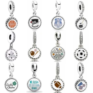 DIY Charm Police Love Book & Teacher Lucky Clover Flower Pendant 925 Sterling Silver Bead Fit Fashion Bracelet Jewelry