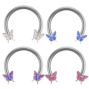 Butterfly Horseshoe Nose Rings Earrings Septum Ring Tragus Piercing Daith Helix Hoop Ear Earring Nostril Piercing Jewelry