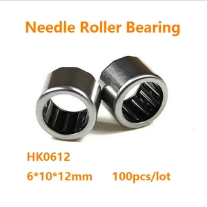 100pcs/lot HK0612 HK061012 6×10×12mm High quality Drawn Cup Type Needle Roller Bearing 6*10*12 mm