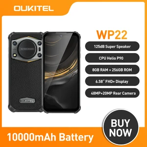 Oukitel WP22 Rugged Smartphone Android 13.0 Cell Phone 8GB+256GB 48MP 6.58" FHD Display 10000 mAh Battery Helio P90 Phone