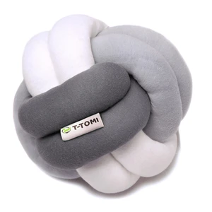 Sivo-biela bavlnená pletená lopta T-TOMI, ø 20 cm