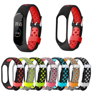 Bakeey Dual Color Metal Buckle Replacement Silicone Watch Band for Xiaomi Band 4&3 Smart WatchNon-original