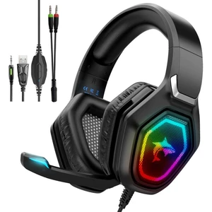 Bakeey F3 Gaming Headset USB 3.5 Mm RGB LED Light Bass Stereo Wired Headphone With Mic Gamer Headsets for PS4 for PS5 fo
