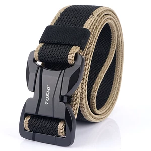 TUSHI 125cm Men Fashion Nylon Waist Belts With Automatic Magnetic Buckle Quick Unlock Tactical Belt Long Belt