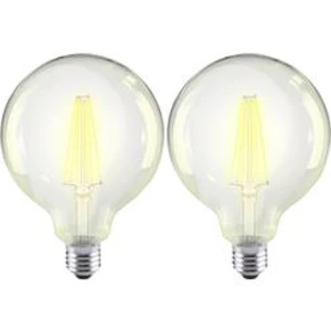 LED žárovka Sygonix TG91911 230 V, E27, 12 W = 98 W, teplá bílá, A++ (A++ - E), tvar globusu, vlákno, 2 ks