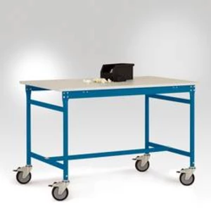 Manuflex LB4023.5007 Odkládací stolek ESD ZÁKLADNÍ mobilně se kaučuk stolní deska v briliantově modrá RAL 5007, Šxhxv: 1000 x 800 x 850 mm