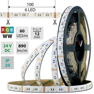 LED pásek McLED 24V RGB + teplá bílá š=12mm IP20 19,2W/m 60LED/m SMD5050 ML-128.635.60.2