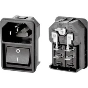 IEC zástrčka C13/C14 TRU COMPONENTS C14, zástrčka, vestavná rovná, počet kontaktů: 2 + PE, 10 A, 250 V, černá, 1 ks