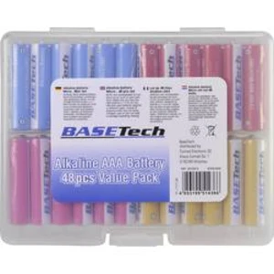 Mikrotužková baterie AAA alkalicko-manganová Basetech 1170 mAh, 1.5 V, 48 ks