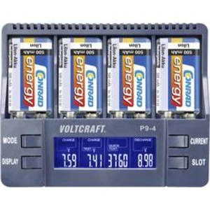 Nabíječka 9 V akumulátorů VOLTCRAFT P9-4 pro akumulátory Li-Ion, NiCd, NiMH