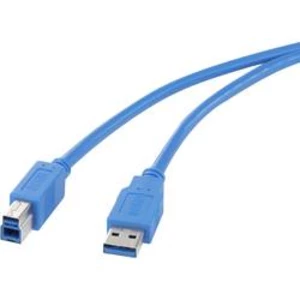 USB 3.0 kabel Renkforce RF-4260504 [1x USB 3.0 zástrčka A - 1x USB 3.0 zástrčka B], 1.80 m, modrá, pozlacené kontakty