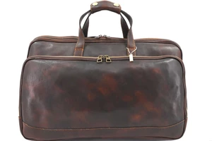 Cestovní kožena taška na kolečkách Arteddy - tmavě hnědá