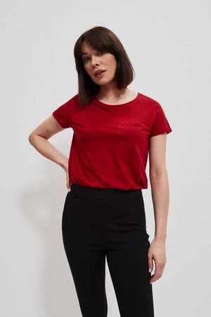 Cotton T-shirt with Moodo pocket - dark red