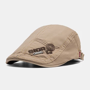 Unisex Short Brim Letter Embroidery Beret Cap Retro Outdoor Casual Suncreen Adjustale Cabbie Hat Forward Hat Flat Hat Ne