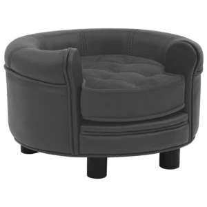 Dog Sofa Dark Gray 18.9"x18.9"x12.6" Plush and Faux Leather