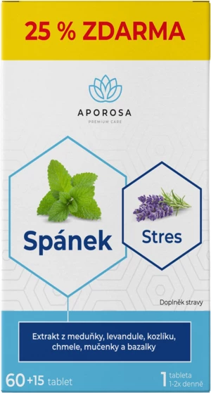 Aporosa premium Spánek a Stres Meduňka + Kozlík 75 tablet