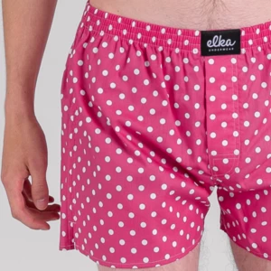 ELKA LOUNGE Men Boxershorts Pink with polka dots