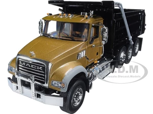 Mack Granite MP Dump Truck Gold and Black 1/34 Diecast Model by First Gear