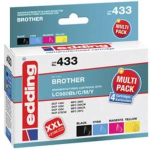 Edding Inkoustová kazeta kompatibilní balení po 4 ks černá, azurová, purpurová, žlutá EDD-433 Multi 4 Brother LC980bk+colREMAN 18-433