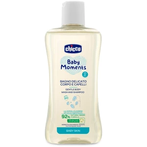 Chicco Baby Moments jemný dětský šampon na vlasy a tělo 200 ml