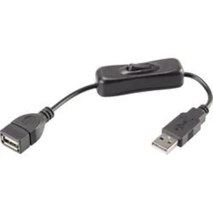 Prodlužovací kabel USB 2.0 Renkforce [1x USB 2.0 zástrčka A - 1x USB 2.0 zásuvka A] černá vč. spínače ZAP/VYP , pozlacené kontakty