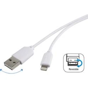 Datový/nabíjecí kabel pro Apple 1x Lightning ⇔ 1x USB 2.0, Renkforce, bílá, 1 m