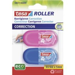 Correction tape roller tesa 59817-00000-00, (d x š) 6 m x 5 mm, modrá, růžová, 2 ks