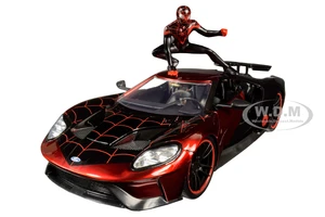 2017 Ford GT with Miles Morales Diecast Figurine "Spider Man" "Marvel" Series 1/24 Diecast Model Car by Jada