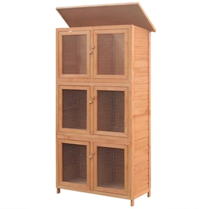 [EU Direct] vidaXL 170347 Outdoor Animal Rabbit Cage 6 Rooms Wood Pet Supplies Dog House Pet Home Cat Bedpen Fence Playp