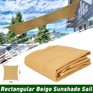 SunShade Sail Rectangular Square 10x10 Outdoor UV Block 4-Fixed Rope for Yard Terrace Lawn Garden Beige