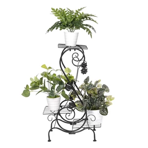3 Tire Wrought Iron Plant Stand Flower Shelf for Rack Balcony Simple Indoor Living Room Coffee Bar Garden Flower Pot She