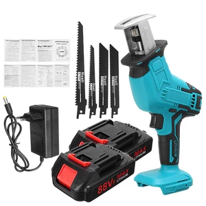 Cordless Reciprocating Saw Woodworking Wood Cutter Electric Saw W/ None/4 Saw Blades & None/1/2 Battery Cutting Tools Ki