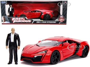 Lykan Hypersport Red with Lights and Dom Figurine "Fast &amp; Furious" Movie 1/18 Diecast Model Car by Jada