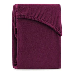 Tmavovínová elastická plachta na dvojlôžko AmeliaHome Ruby Dark Siesta, 220-240 x 220 cm