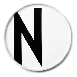 Biely porcelánový dezertný tanier Design Letters N, 21,5 cm