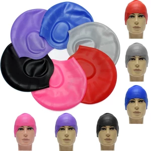 Flexible Silicone Gel Ear Bathing Swimming Cap Men Women Long Hair Sports Waterproof Swim Pool Cap Swimming Hat Cover fo