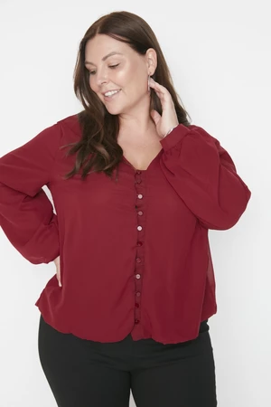 Trendyol Curve Claret Red Chiffon Woven Blouse