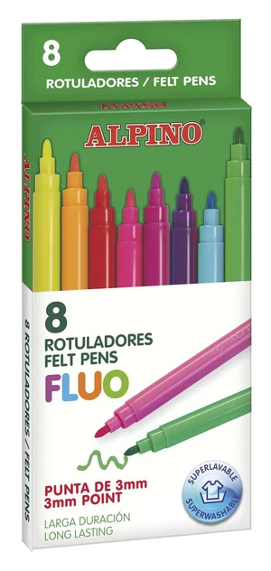 ALPINO Balenie 8 farebných fixiek Fluo